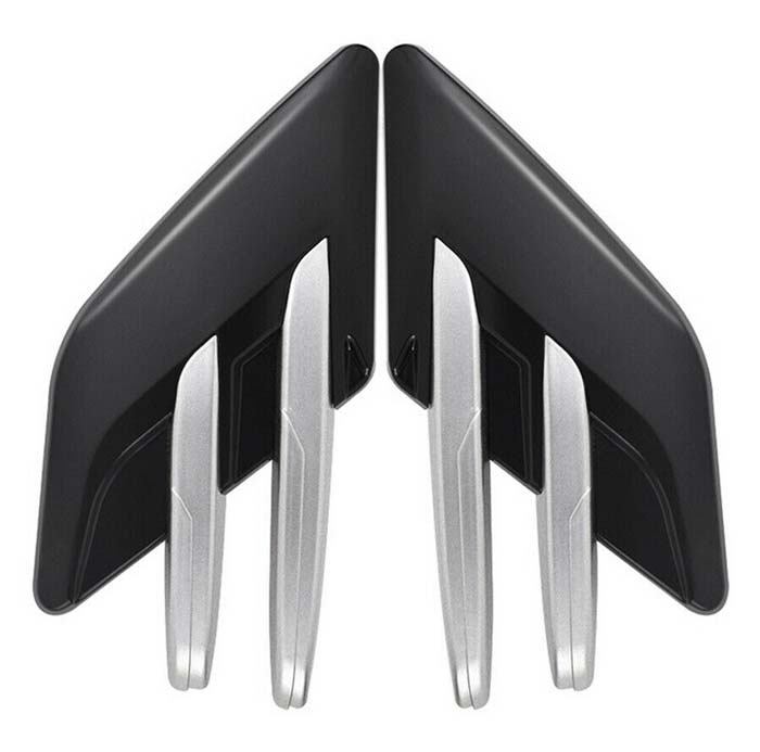 2pcs Black Chrome Car Fender Side Vents Compatible Decorative Air Flow Intake For Exterior Parts in ABS