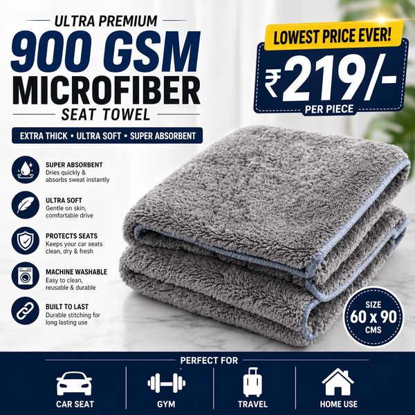 Ultra Premium 900 GSM Microfiber Car Seat Towel (60x90 cm) – Super Absorbent & Extra Thick