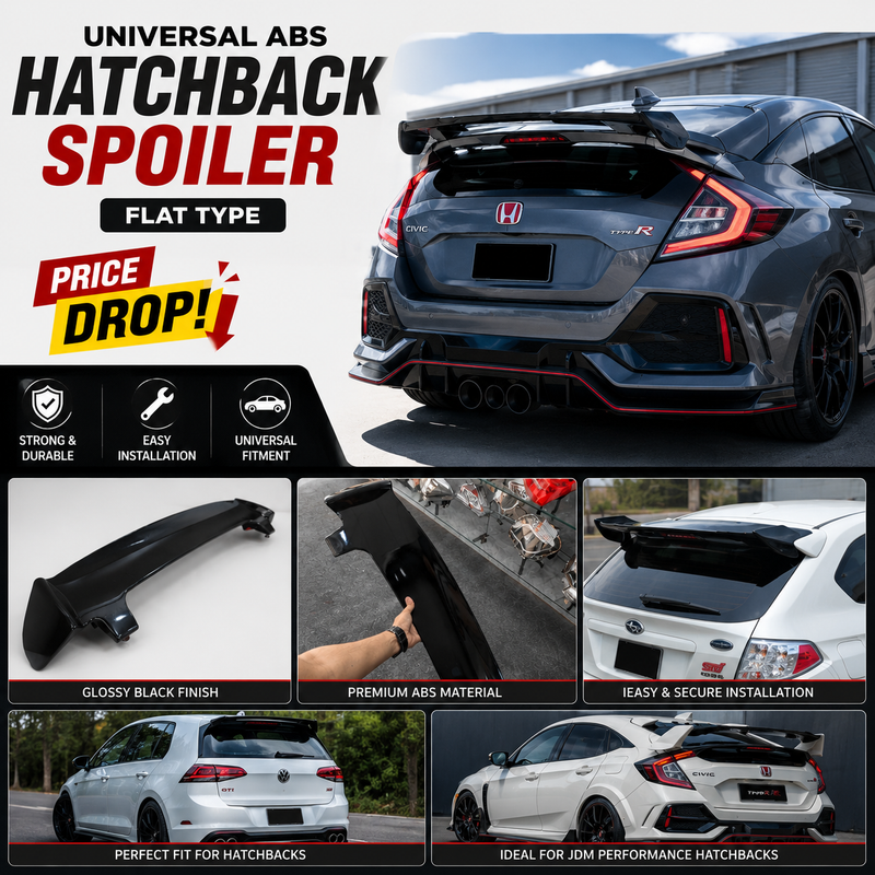 Universal ABS Hatchback Spoiler (Flat Type) – Glossy Black