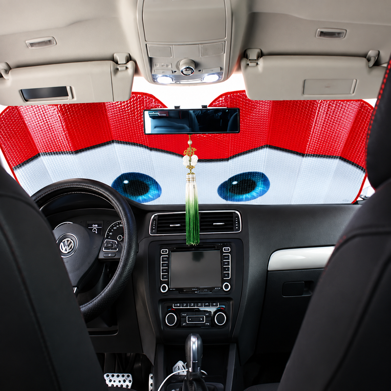 1 Pc Car Front/Rear Foldable Cartoon Eyes Foil Sunshade UV Protection Curtain Film Windshield | Sunshade Visor Shield Cover