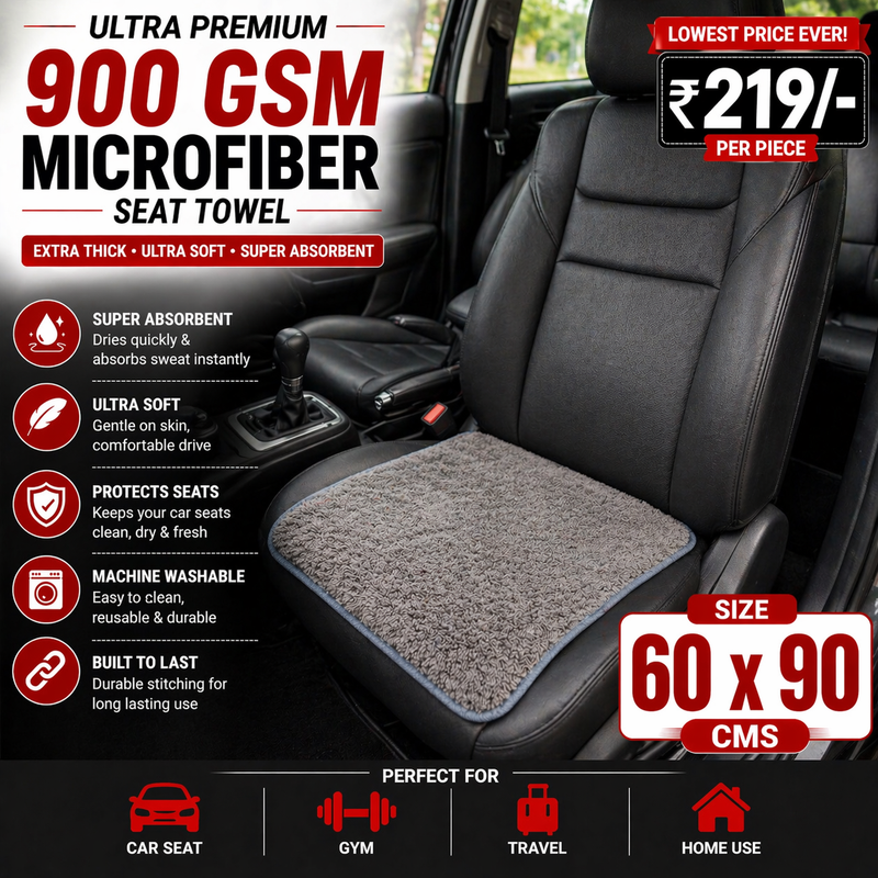 Ultra Premium 900 GSM Microfiber Car Seat Towel (60x90 cm) – Super Absorbent & Extra Thick