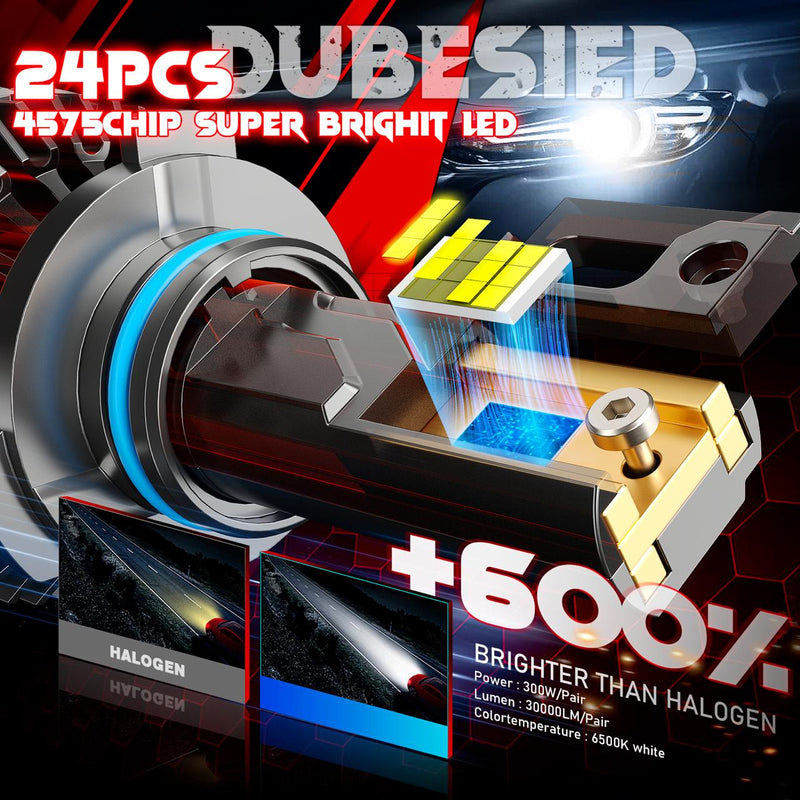 2pcs 4 Level Remote Controller High Power 260W, 180W, 120W & FLASH Mode 6000K White 12v Car LED Headlight