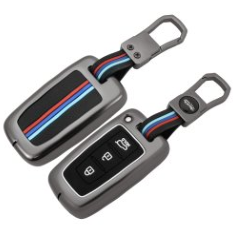 Hyundai key cover & alloy keychain for i20, Verna, Elantra old 3 button smart key