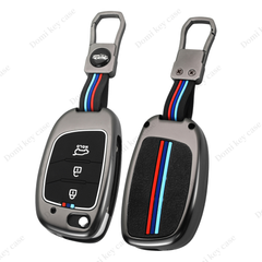 Metal Key Cover for Hyundai Grand i10 NIOS, Asta, Venue, i20, Aura, Exter, Creta, Elantra - 3 Button Flip Key
