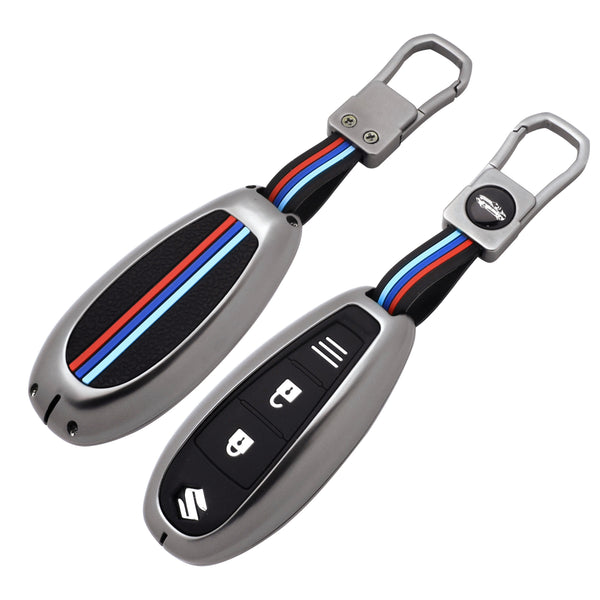 Maruti Suzuki 3 Button ABS+Silicone Car Metal Key Cover Case With Keychain Baleno/Ciaz/Vitara Brezza/S-Cross Swift ZDI 2017