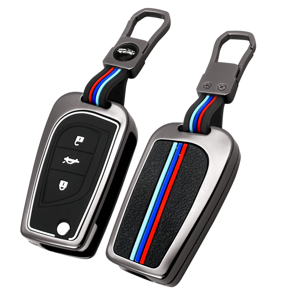 3 Button Metal Flip Key Cover For Toyota Innova Crysta Corolla Altis