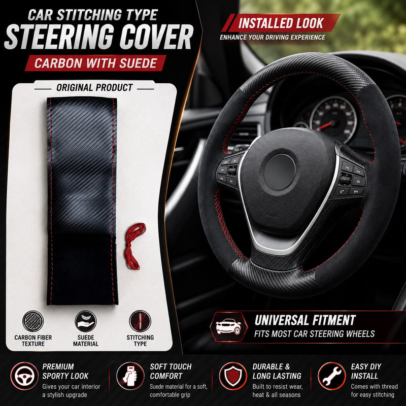 Universal Car Steering Grip Soft Durable Stylish With Stiching Needle And Thread