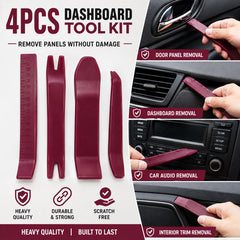 4Pcs Red Car Door Plastic Trim Panel Clip Dash Radio Removal Pry Open Tool Kit