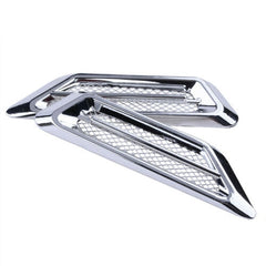 2Pcs Chrome Car Side Air Flow Vent Fender Hole Cover Intake Grille Decoration Sticker