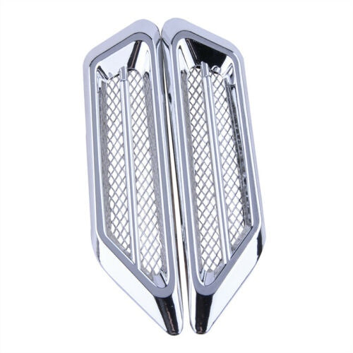 2Pcs Chrome Car Side Air Flow Vent Fender Hole Cover Intake Grille Decoration Sticker