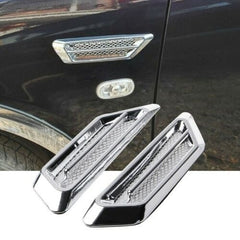 2Pcs Chrome Car Side Air Flow Vent Fender Hole Cover Intake Grille Decoration Sticker