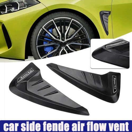 2Pcs Universal Black 3D Car Side Wing Air Flow Fender Grill Intake Vent Trim Sticker