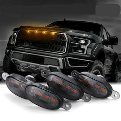 4Pcs Car Grille Lights Bright Amber LED Grill Lights with Wiring Harness Front Grill Trim Lamps Vehicle Exterior Grille Lamps