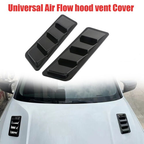 2Pcs White Car Hood Vent Scoop Air Flow Intake Louvers Cooling Bonnet Cover