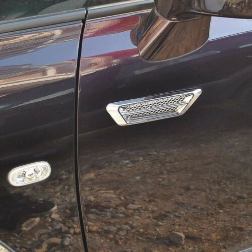 2Pcs Chrome Car Side Air Flow Vent Fender Hole Cover Intake Grille Decoration Sticker