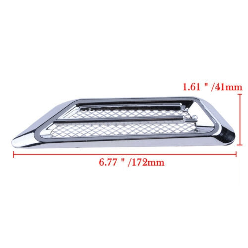 2Pcs Chrome Car Side Air Flow Vent Fender Hole Cover Intake Grille Decoration Sticker