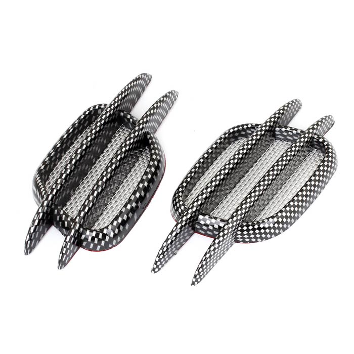 Carbon Black 2pcs Car Plastic Air Flow Vent Fender Intake Stickers Decor