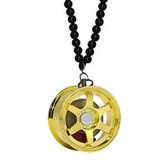 Six Spoke Golden Car Mirror Pendant Decoration Metal Wheel Hub Hanging Ornaments Auto Interior