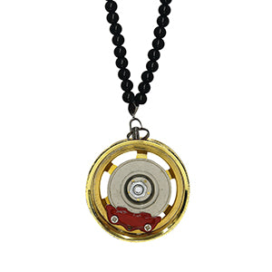 Six Spoke Golden Car Mirror Pendant Decoration Metal Wheel Hub Hanging Ornaments Auto Interior