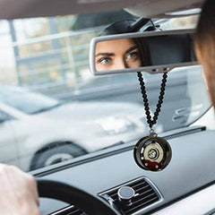 Six Spoke Black Car Mirror Pendant Decoration Metal Wheel Hub Hanging Ornaments Auto Interior