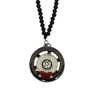 Six Spoke Black Car Mirror Pendant Decoration Metal Wheel Hub Hanging Ornaments Auto Interior