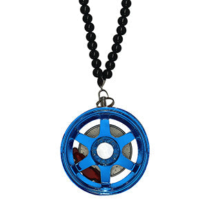 Six Spoke Blue Car Mirror Pendant Decoration Metal Wheel Hub Hanging Ornaments Auto Interior