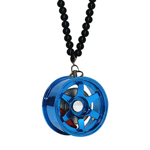 Six Spoke Blue Car Mirror Pendant Decoration Metal Wheel Hub Hanging Ornaments Auto Interior