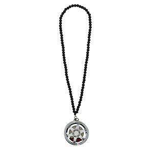 Six Spoke Silver Car Mirror Pendant Decoration Metal Wheel Hub Hanging Ornaments Auto Interior