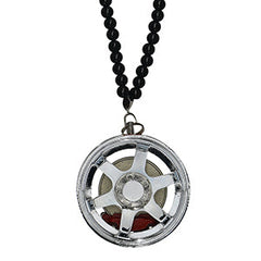 Six Spoke Silver Car Mirror Pendant Decoration Metal Wheel Hub Hanging Ornaments Auto Interior