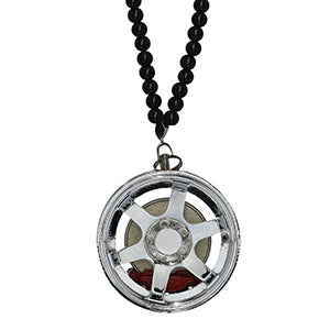 Six Spoke Silver Car Mirror Pendant Decoration Metal Wheel Hub Hanging Ornaments Auto Interior