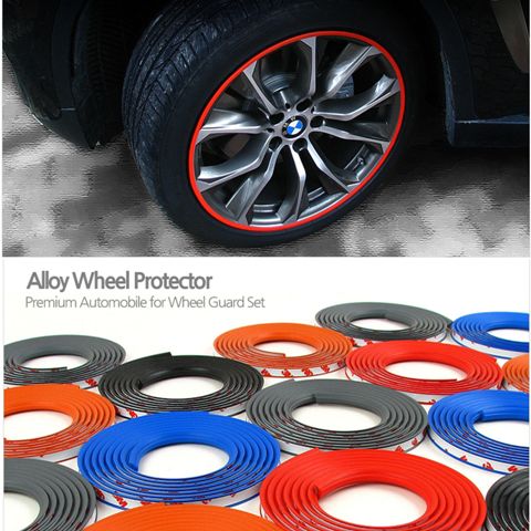 Alloy Wheel Edge Ring Rim Protectors Tyres Tire Guard Rubber Moulding-RED