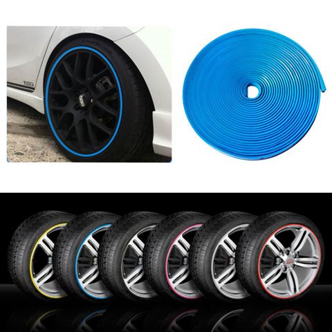 Alloy Wheel Edge Ring Rim Protectors Tyres Tire Guard Rubber Moulding-BLUE