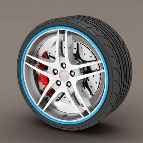 Alloy Wheel Edge Ring Rim Protectors Tyres Tire Guard Rubber Moulding-BLUE