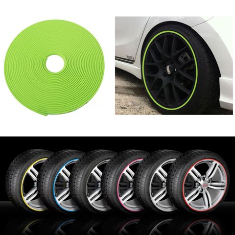 Alloy Wheel Edge Ring Rim Protectors Tyres Tire Guard Rubber Moulding-GREEN