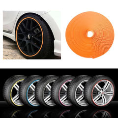Alloy Wheel Edge Ring Rim Protectors Tyres Tire Guard Rubber Moulding-ORANGE