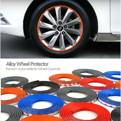 Alloy Wheel Edge Ring Rim Protectors Tyres Tire Guard Rubber Moulding-ORANGE