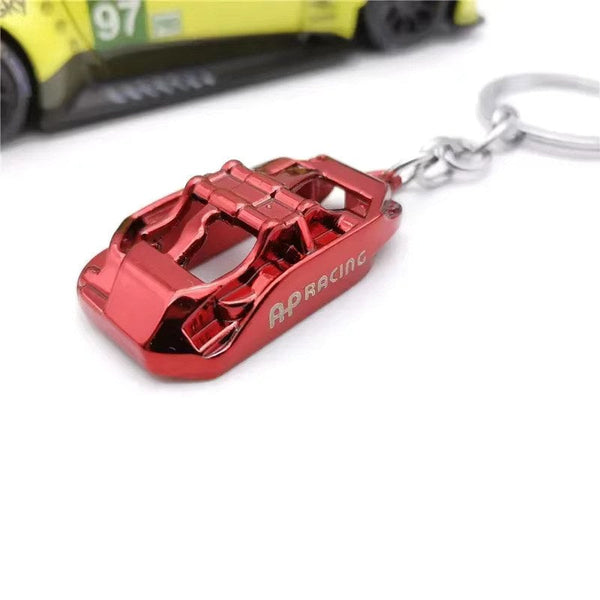 AP Racing Car Keychain Caliper Cover Shape Key Ring Metal Keyring Wheel Brake Disc Key Holder Auto Key Pendant Accessories