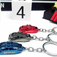 AP Racing Car Keychain Caliper Cover Shape Key Ring Metal Keyring Wheel Brake Disc Key Holder Auto Key Pendant Accessories