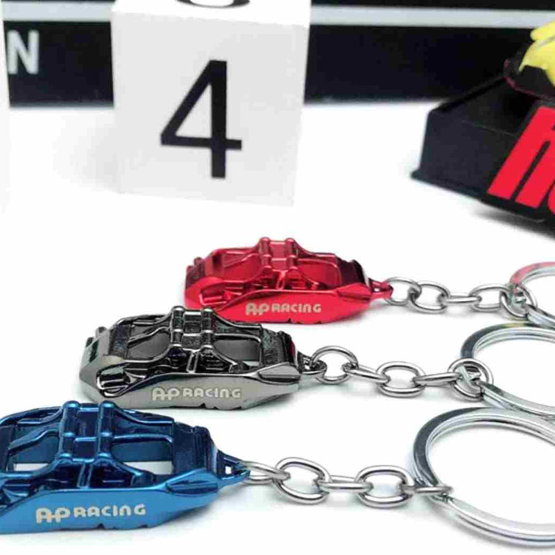 AP Racing Car Keychain Caliper Cover Shape Key Ring Metal Keyring Wheel Brake Disc Key Holder Auto Key Pendant Accessories
