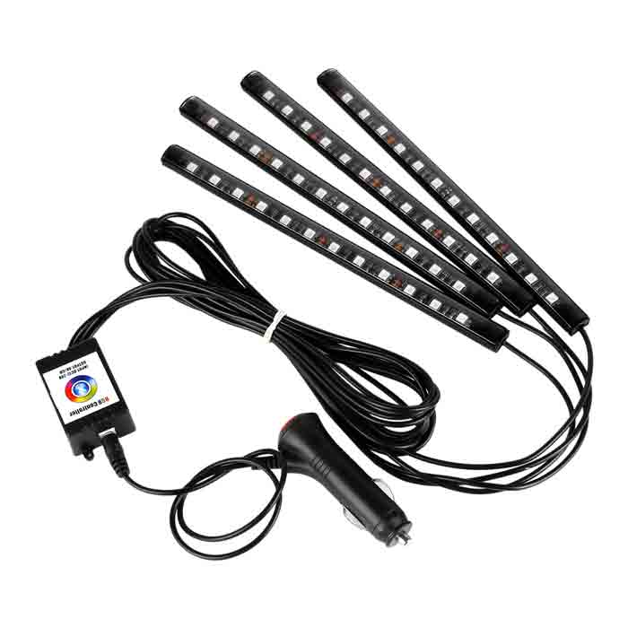 4X 9LED Car Auto Interior Atmosphere Light Lamp Decoration Bluetooth Phone Control