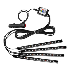 4X 9LED Car Auto Interior Atmosphere Light Lamp Decoration Bluetooth Phone Control