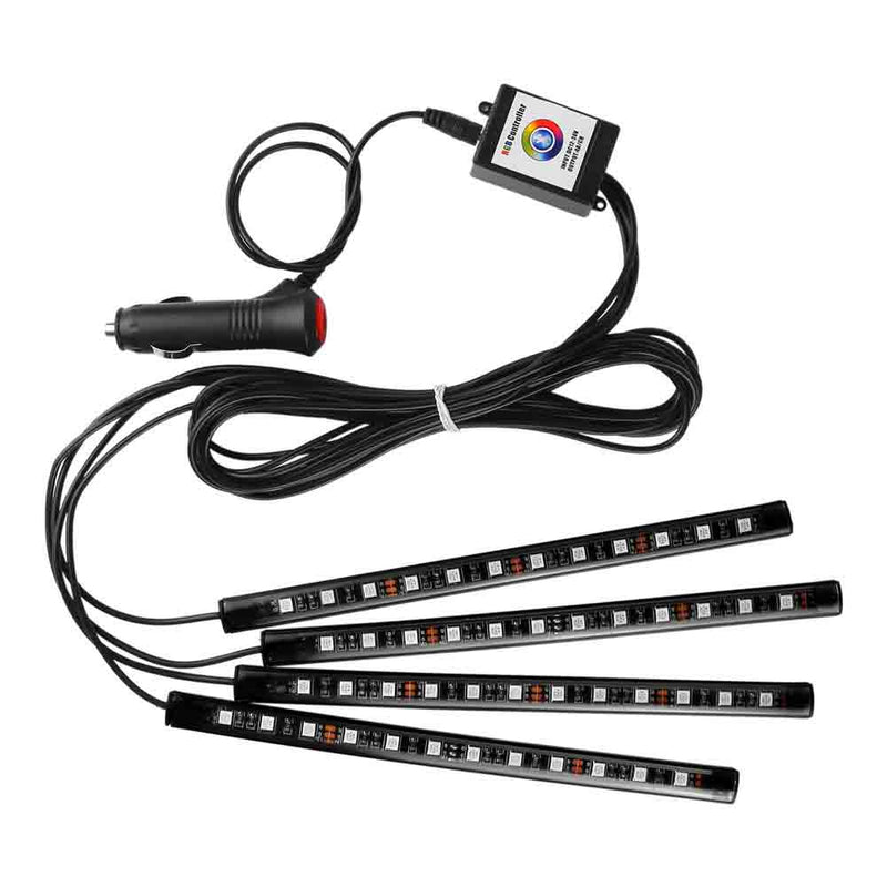 4X 9LED Car Auto Interior Atmosphere Light Lamp Decoration Bluetooth Phone Control