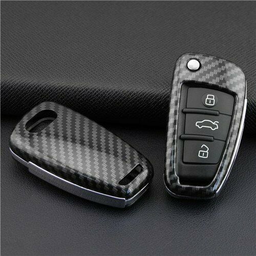 Audi 3 Button Flip Key ABS+Silicone Car Key Cover Case With Keychain