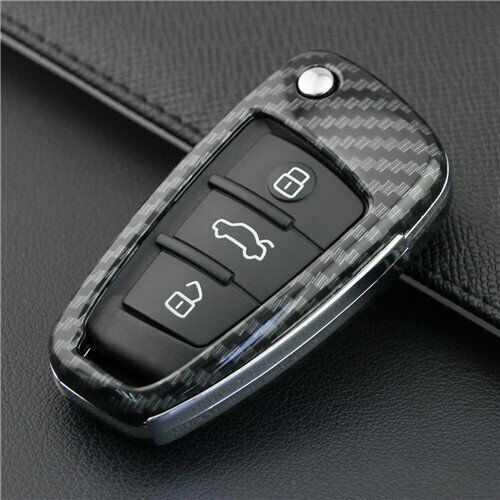 Audi 3 Button Flip Key ABS+Silicone Car Key Cover Case With Keychain
