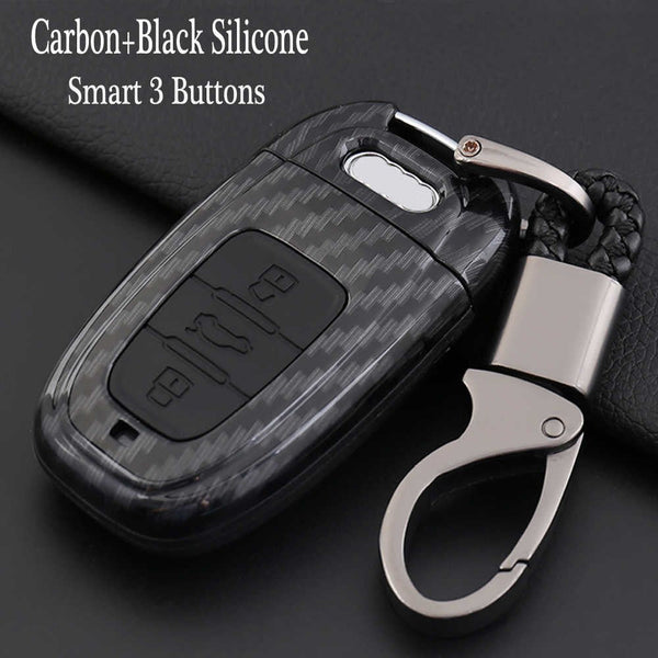 Audi 3 Button ABS+Silicone Car Key Cover Case With Keychain