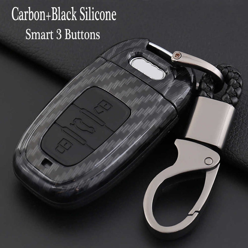 Audi 3 Button ABS+Silicone Car Key Cover Case With Keychain