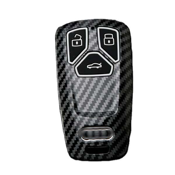 Audi 3 Button Smart Key ABS+Silicone Car Cover Case With Keychain For Q7, A4, A6, Q5, A5