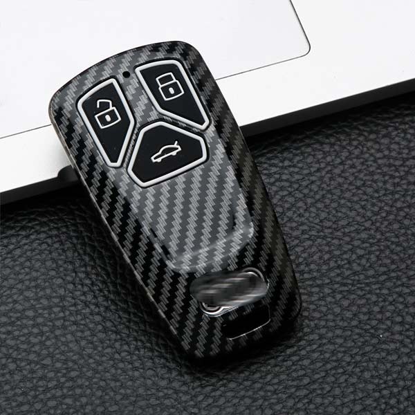 Audi 3 Button Smart Key ABS+Silicone Car Cover Case With Keychain For Q7, A4, A6, Q5, A5