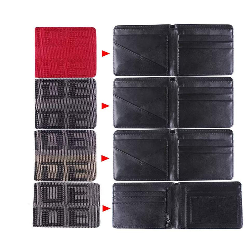 Car Racing JDM Custom Stitched B/G Fabric Bifold Wallet Gradate Men