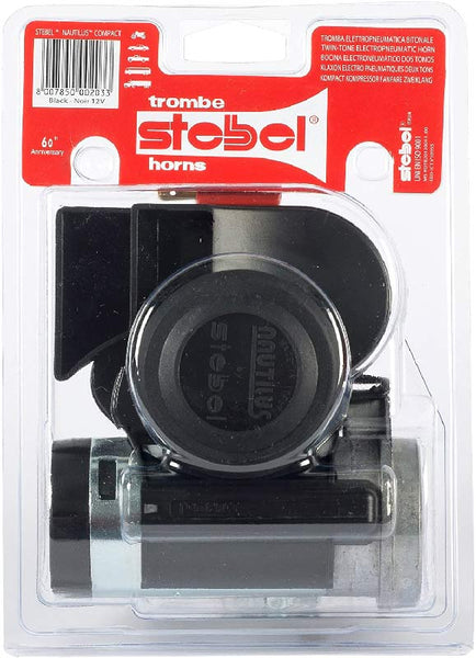 Automotive Steble NAUTILUS COMPACT BLACK 12V Air Horn With Relay For Bike & Cars (Made In Italy)